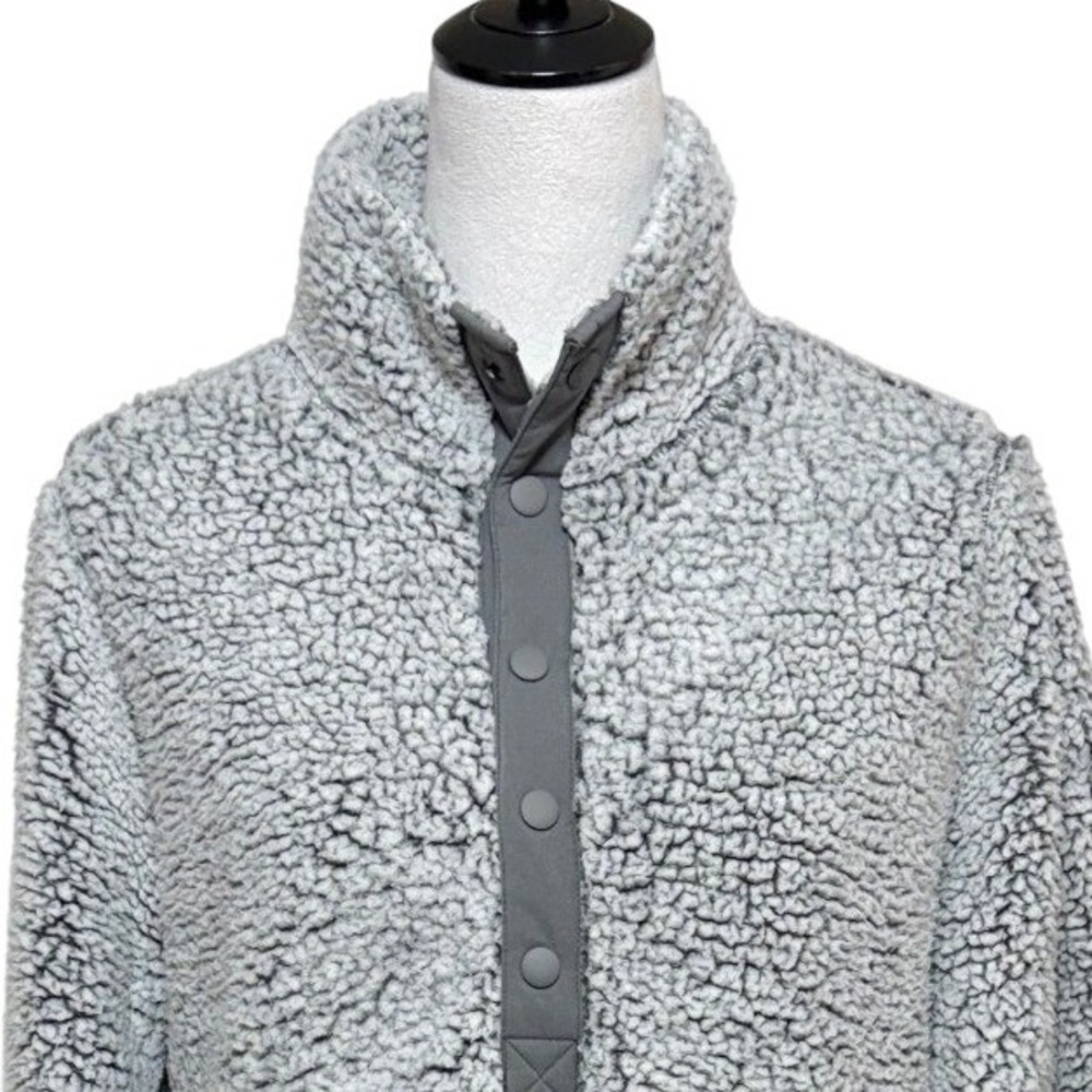 Prana Jacket Womens Large Gray Polar Escape Snap Up Sherpa High Pile Pullover